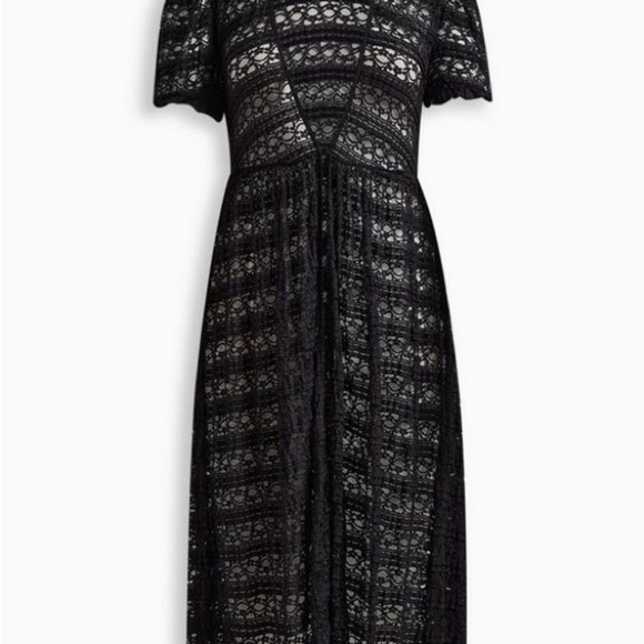 Torrid women black mesh ruffle sleeve maxi kimono swim cover Sz 00 Bin 0 - Picture 4 of 9